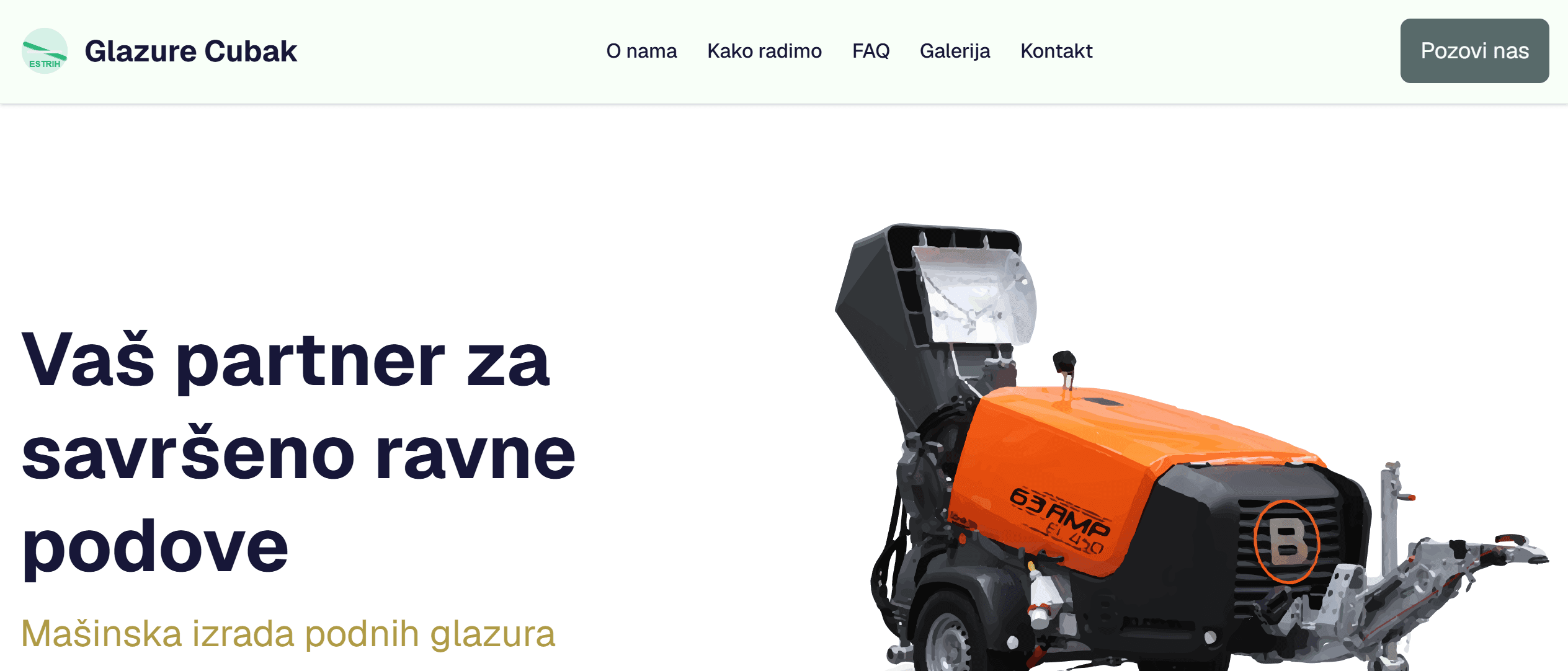 Glazure Cubak business website homepage